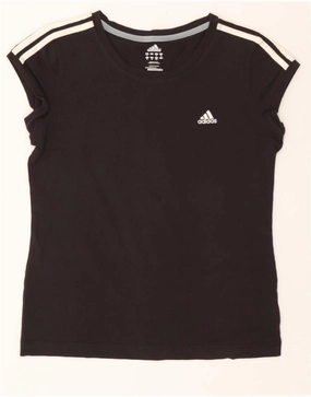 ADIDAS Womens T-Shirt Top UK 16 Large Black Cotton