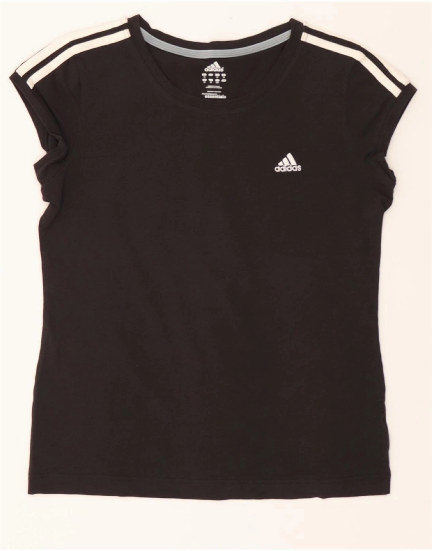 ADIDAS Womens T-Shirt Top UK 16 Large Black Cotton