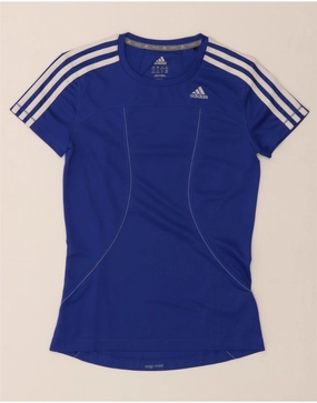 ADIDAS Womens T-Shirt Top UK 4/6 XS Navy Blue Polyester