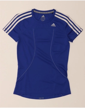 ADIDAS Womens T-Shirt Top UK 4/6 XS Navy Blue Polyester