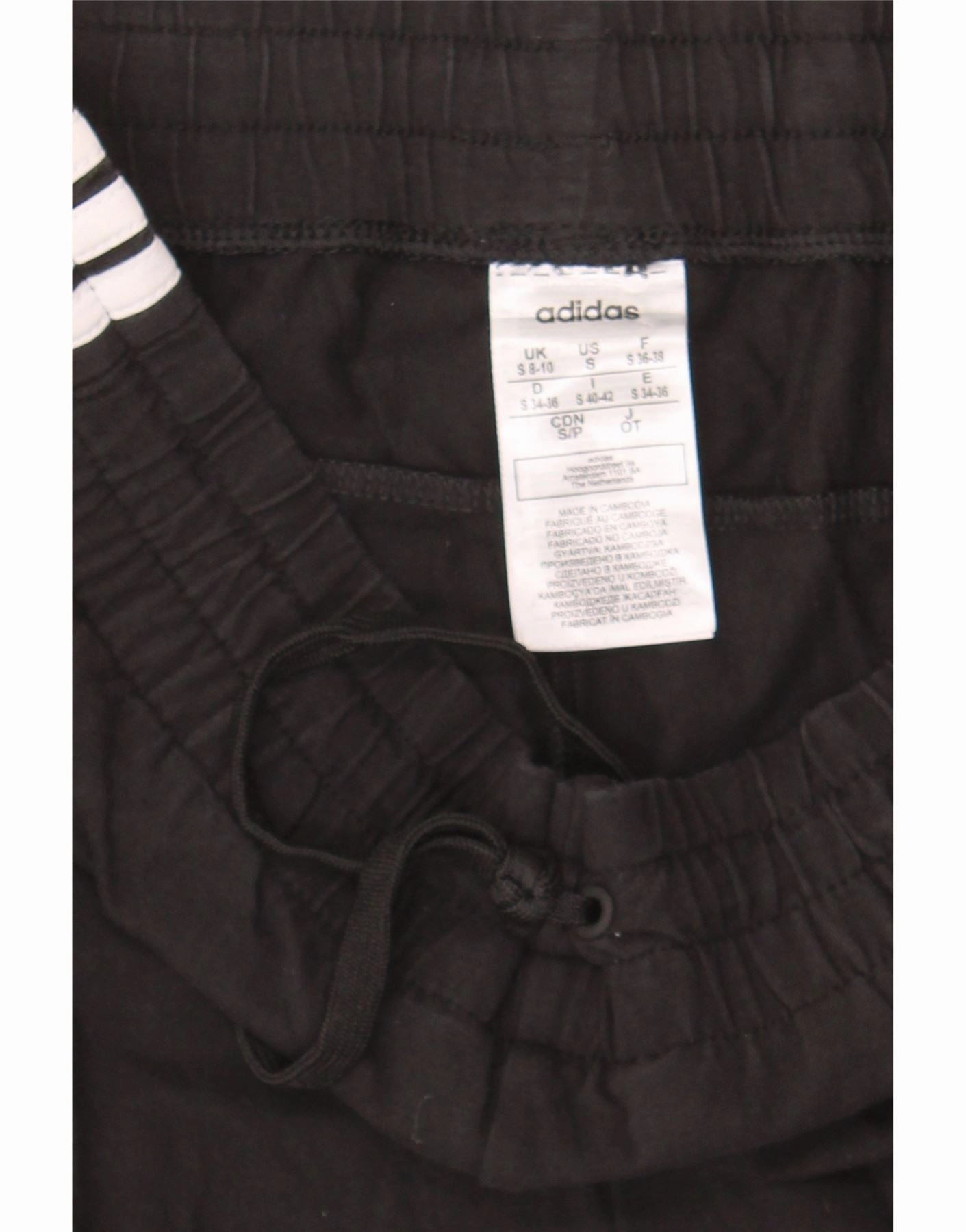 ADIDAS Womens Tracksuit Trousers Joggers UK 8/10 Small  Black Cotton