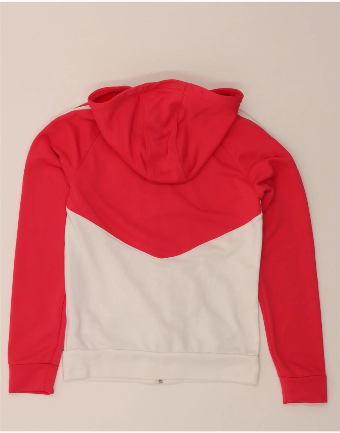 ADIDAS Womens Zip Hoodie Sweater UK 10 Small White Colourblock Polyester