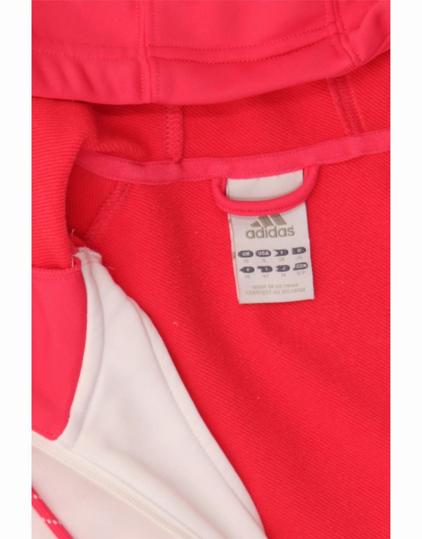 ADIDAS Womens Zip Hoodie Sweater UK 10 Small White Colourblock Polyester