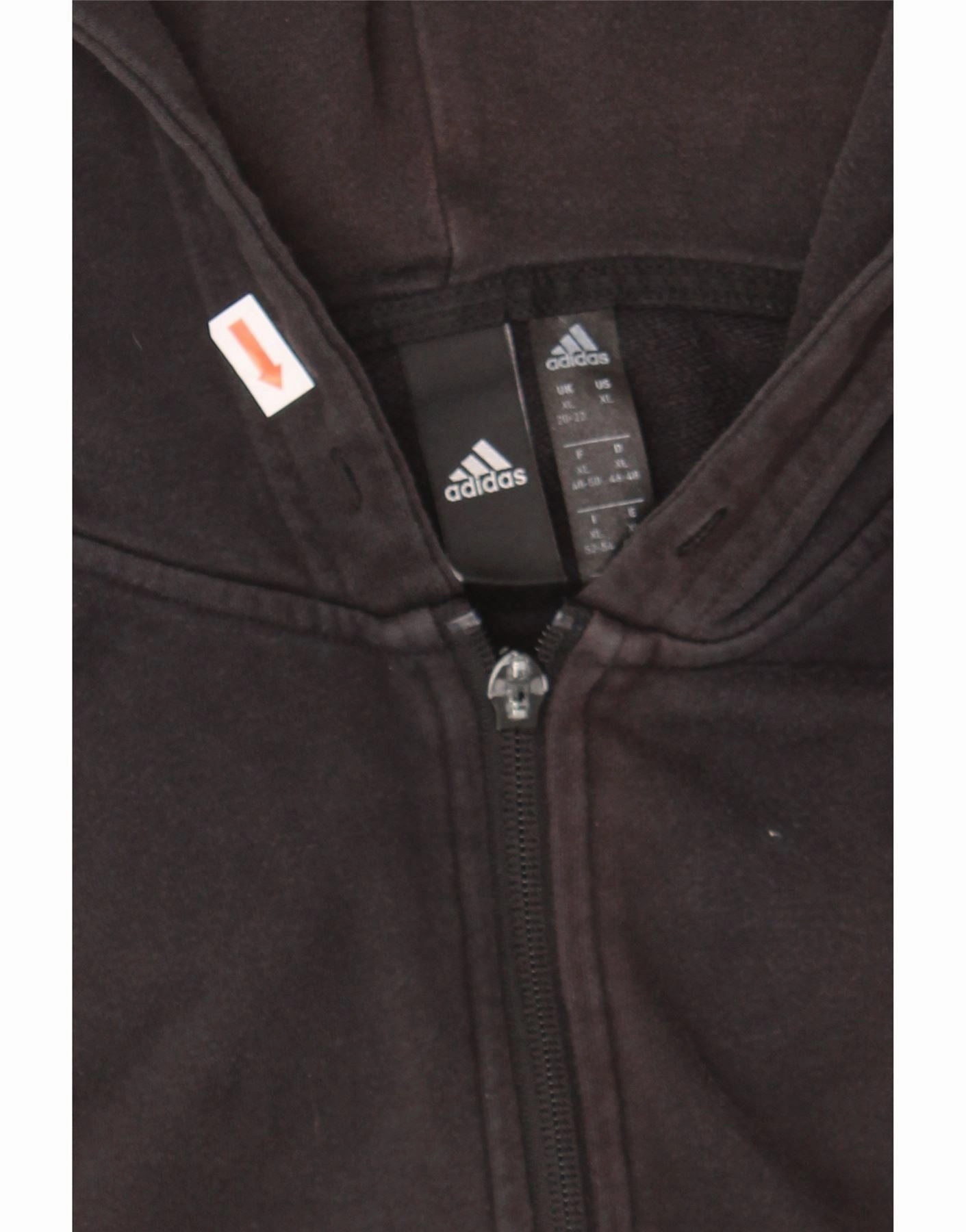 ADIDAS Womens Zip Hoodie Sweater UK 20/22 XL Black Cotton