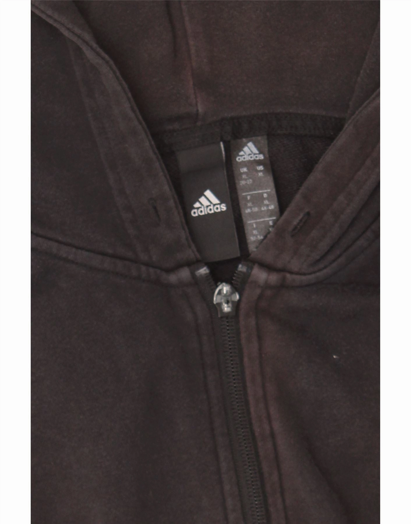 ADIDAS Womens Zip Hoodie Sweater UK 20/22 XL Black Cotton