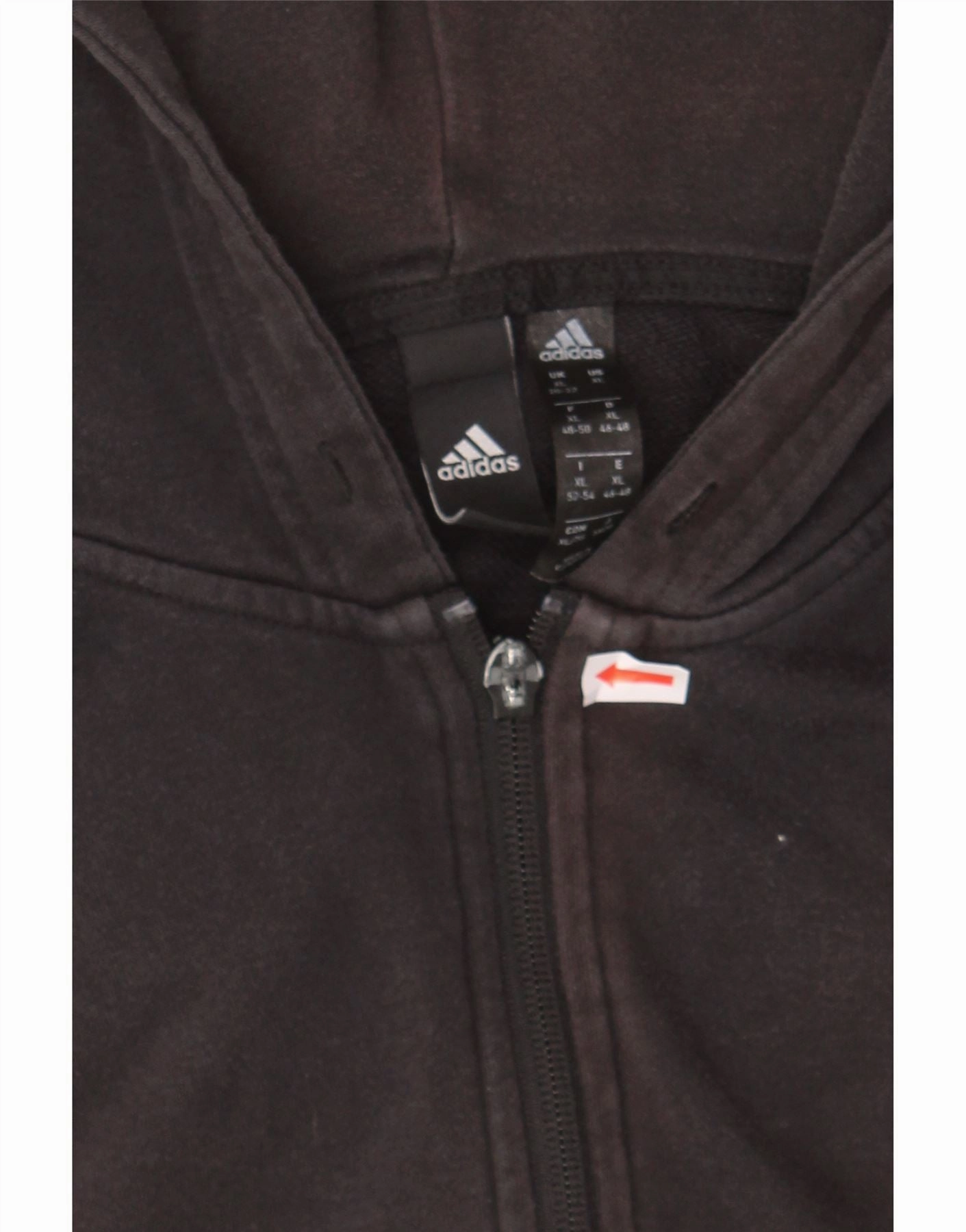 ADIDAS Womens Zip Hoodie Sweater UK 20/22 XL Black Cotton