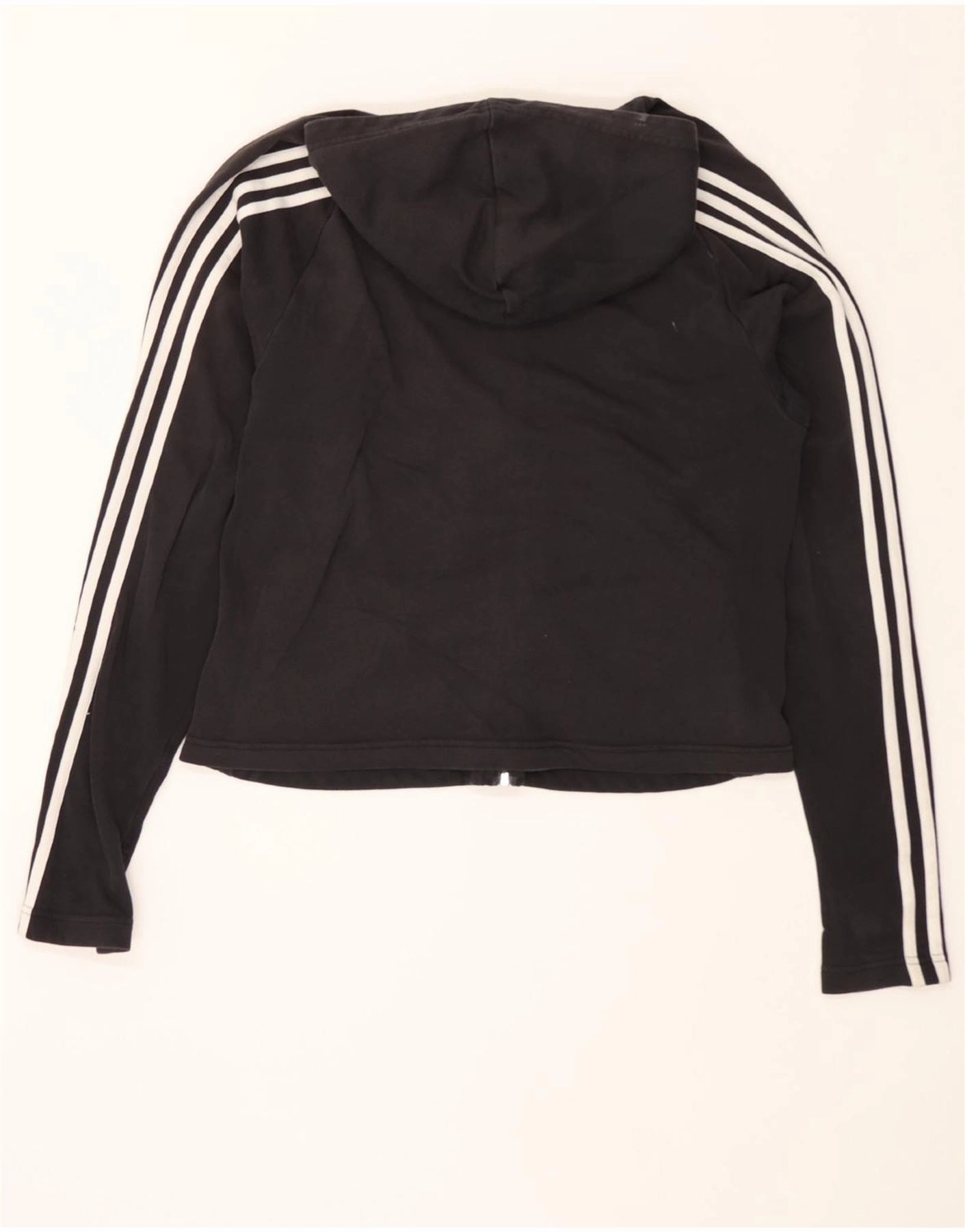 ADIDAS Womens Zip Hoodie Sweater UK 20/22 XL Black Cotton