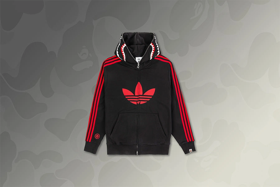 Adidas x BAPE Shark Full Zip Hoodie - Black