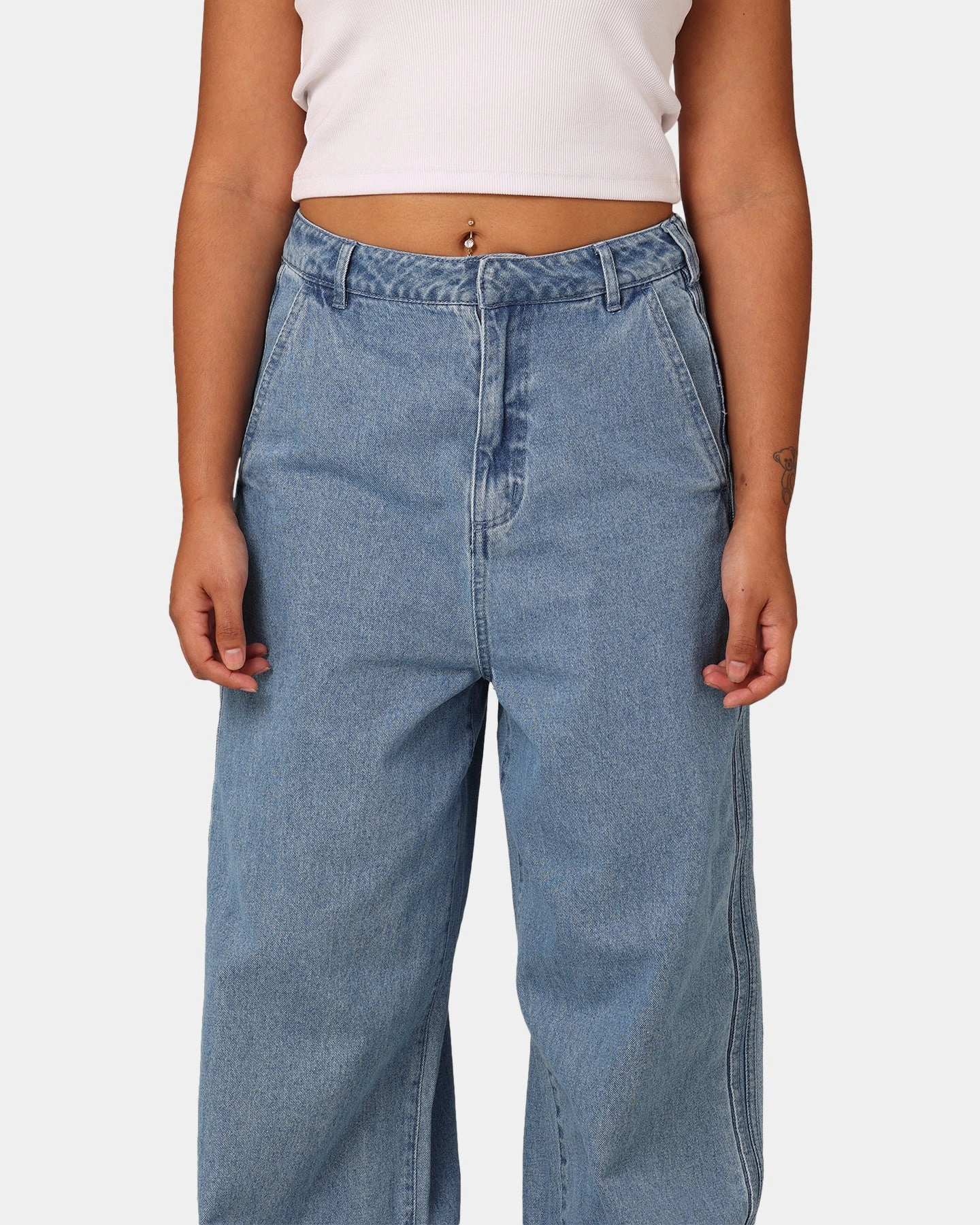 Adidas X KSENIASCHNAIDER Women's 3-Stripe Jeans Light Denim