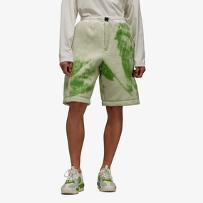 Y-3 | FUZZY FLEECE SHORTS  { OFF WHITE/TEAM RAVE GREEN